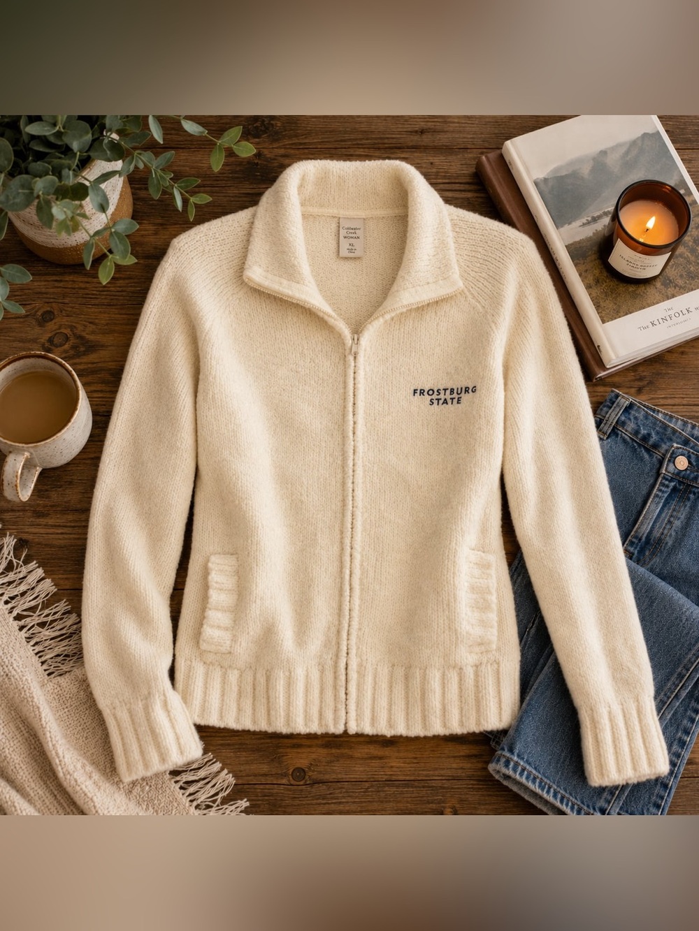 Frostburg State Sherpa Full Zip Sweater Buttercream XL